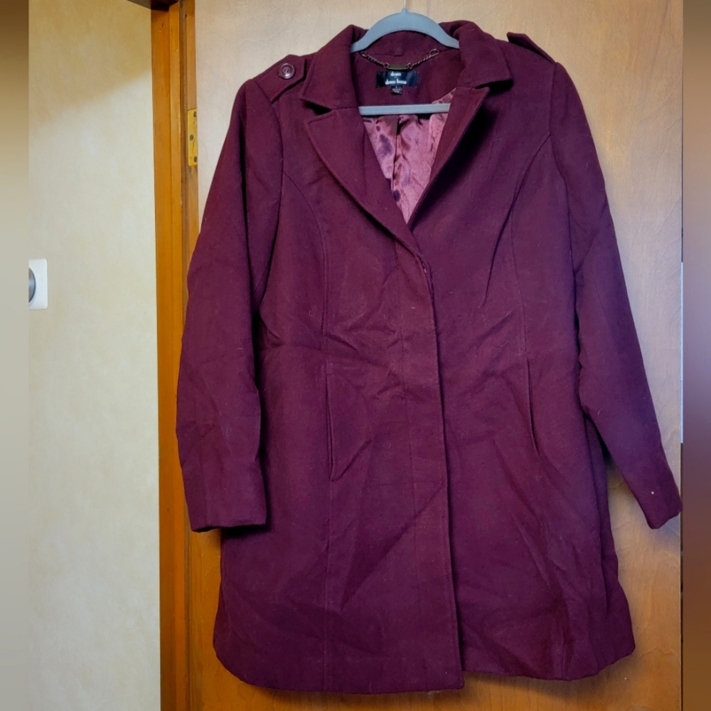 David Basso Large Deep Wine Red Coat - image 1